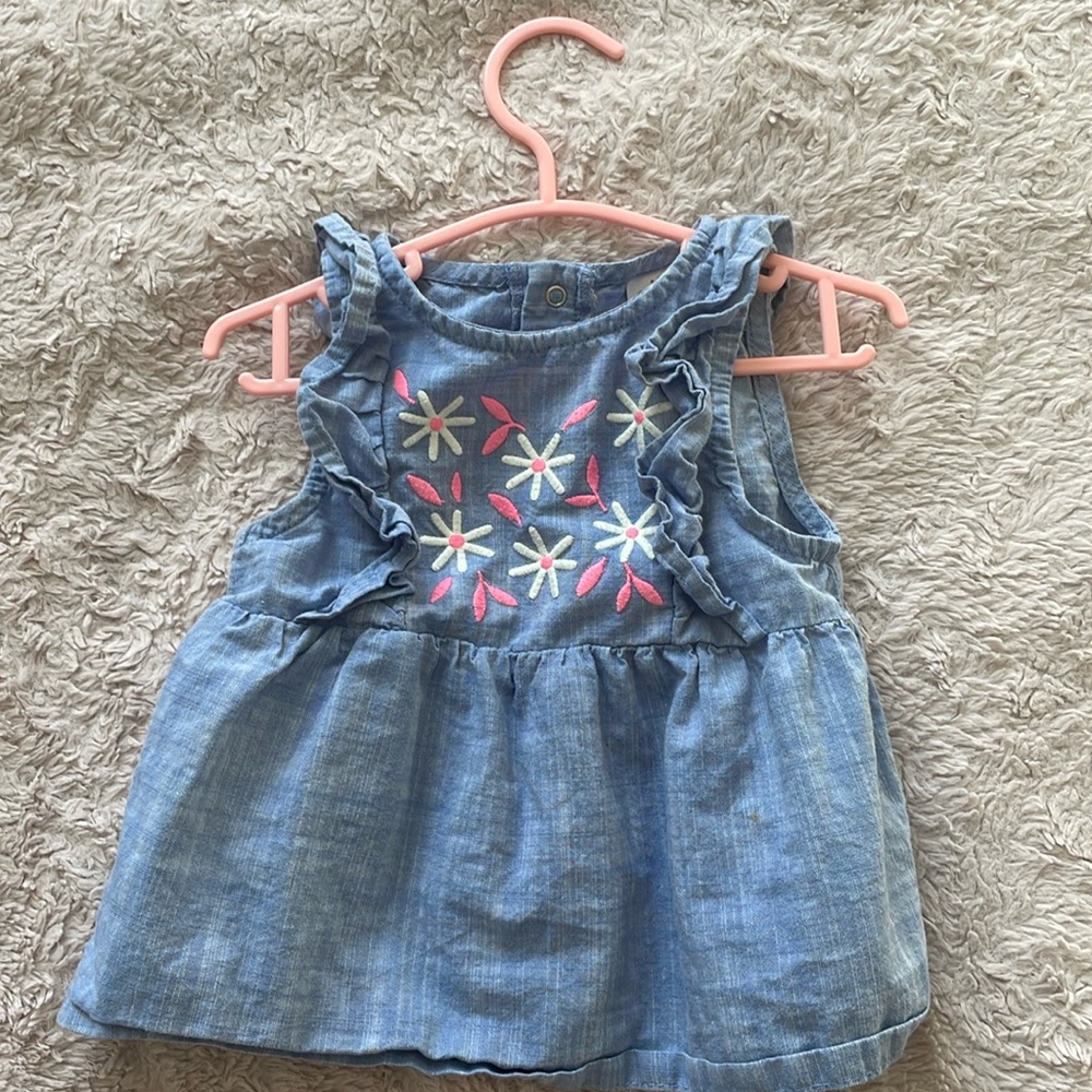 Cat and Jack Jean dress with flor embroidery